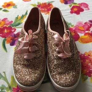 Kate Spade rose gold sparkly Keds